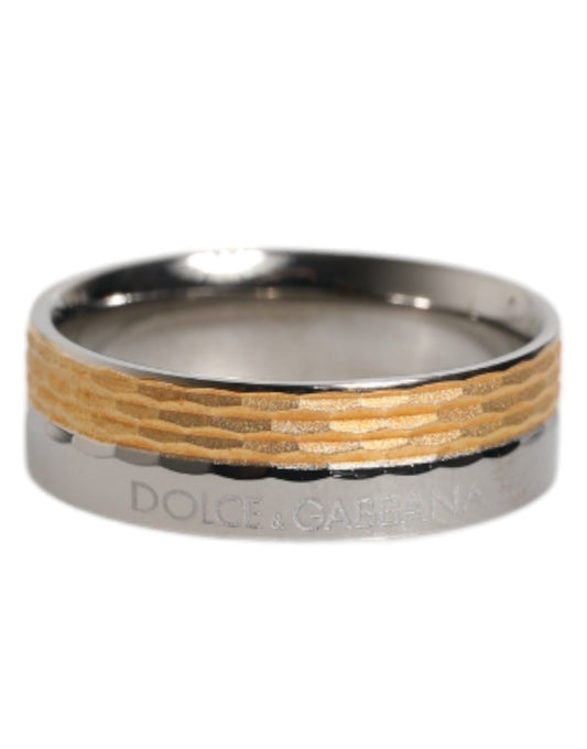 Dolce & Gabbana Men's Gold Silver Brass & Natural Gem Ring - Gold Natural Silver
