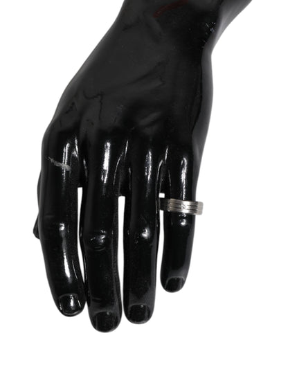 Dolce & Gabbana Silver Tone Brass Clear Crystal DG Logo Ring