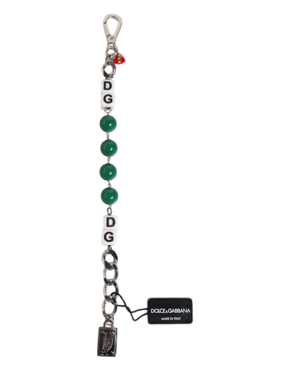 Dolce & Gabbana Women's Chain Beaded Charm Polyester Brass Silver & Pearls Bracelet - Multicolor Pearl Silver Signature