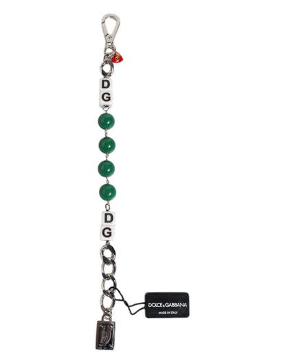 Dolce & Gabbana Women's Chain Beaded Charm Polyester Brass Silver & Pearls Bracelet - Multicolor Pearl Silver Signature