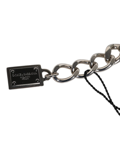 Dolce & Gabbana Women's Chain Beaded Charm Polyester Brass Silver & Pearls Bracelet - Multicolor Pearl Silver Signature
