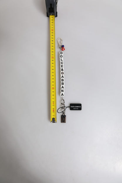 Dolce & Gabbana Silver Brass Chain Dice Logo Embellished Charm Bracelet