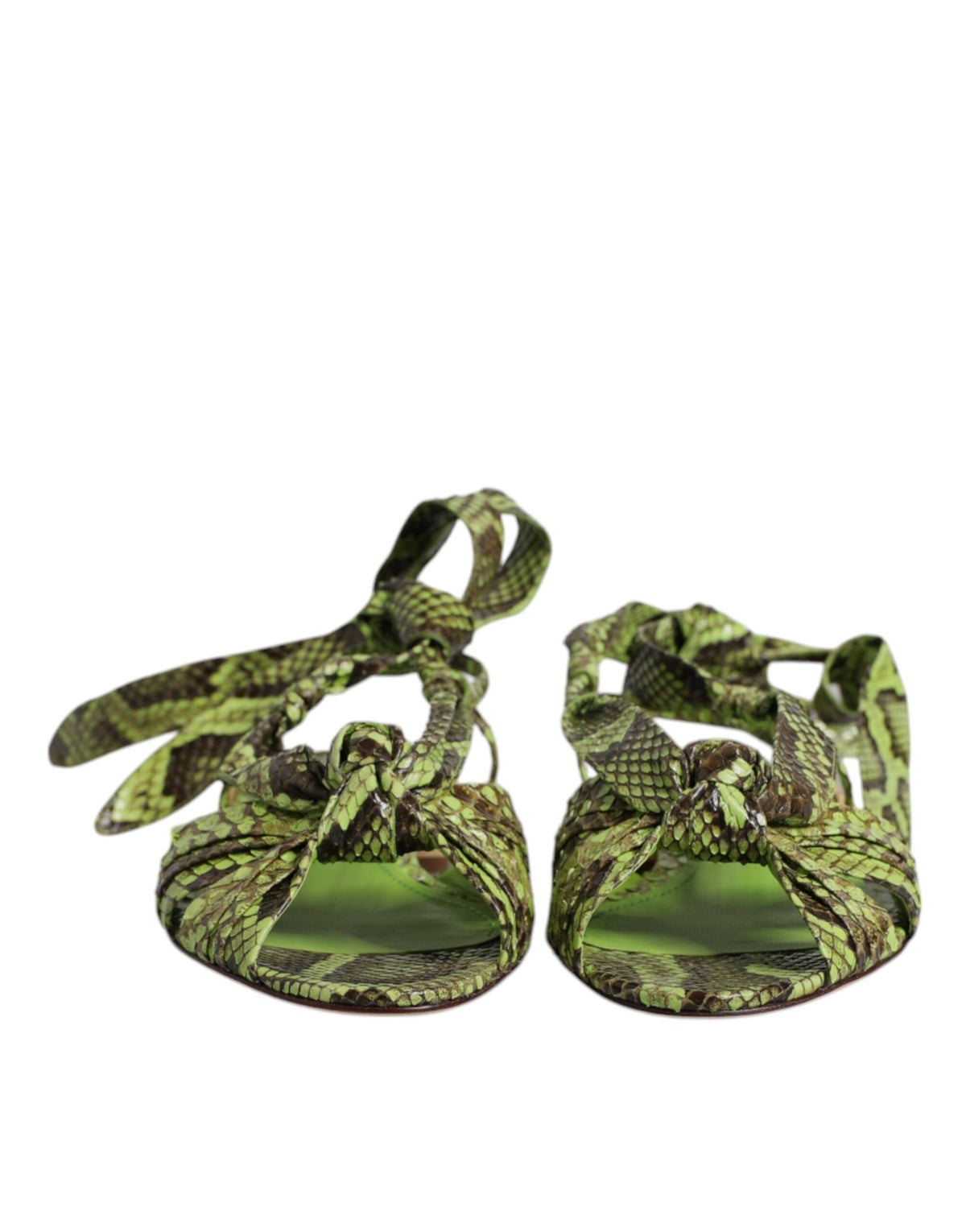 Dolce & Gabbana Women's Python Leather Sandals Flat Shoes - Animal Green Print