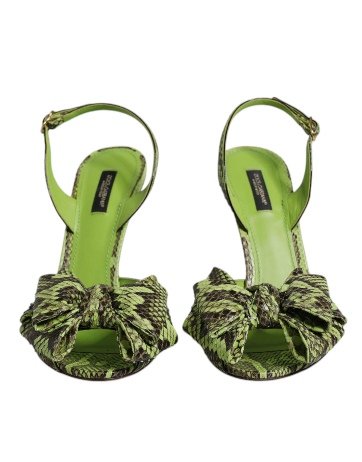 Dolce & Gabbana Women's Calf Python Leather Polyester & Polyurethane Stiletto Sandals - Animal Green Print