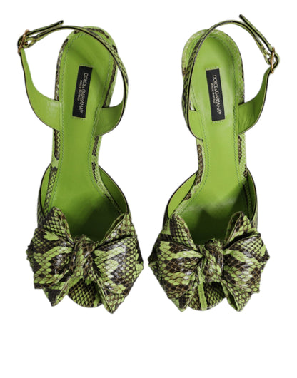 Dolce & Gabbana Women's Calf Python Leather Polyester & Polyurethane Stiletto Sandals - Animal Green Print