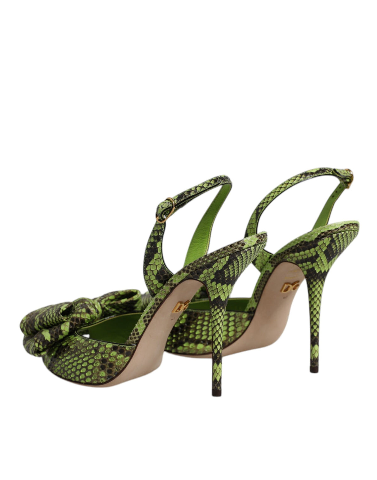 Dolce & Gabbana Women's Calf Python Leather Polyester & Polyurethane Stiletto Sandals - Animal Green Print
