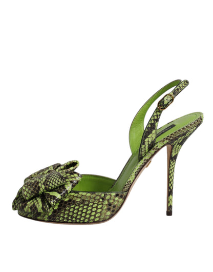 Dolce & Gabbana Women's Calf Python Leather Polyester & Polyurethane Stiletto Sandals - Animal Green Print