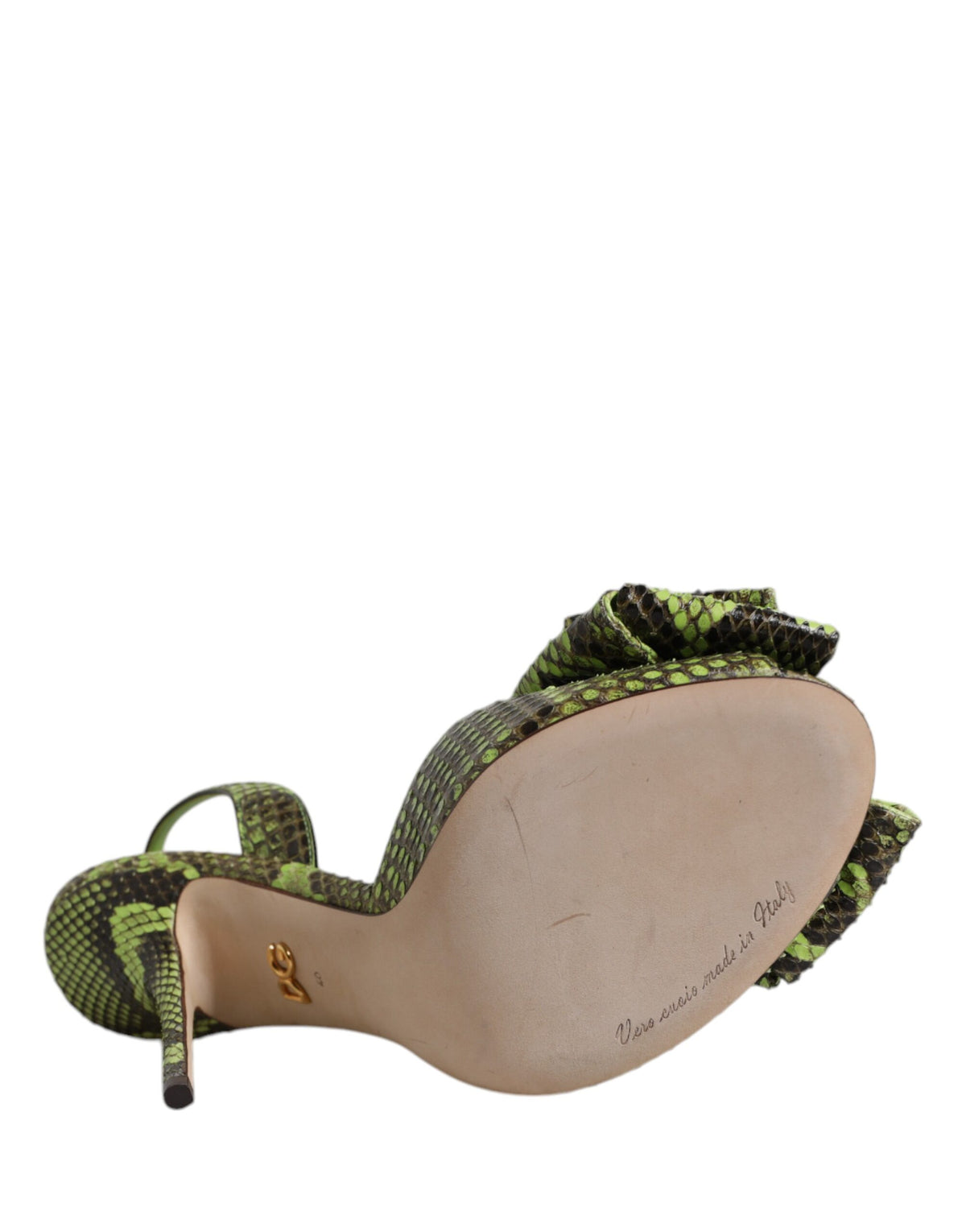 Dolce & Gabbana Women's Calf Python Leather Polyester & Polyurethane Stiletto Sandals - Animal Green Print