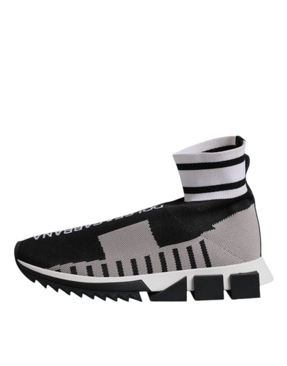 Dolce & Gabbana Black Gray Sorrento Socks Women Sneakers Shoes