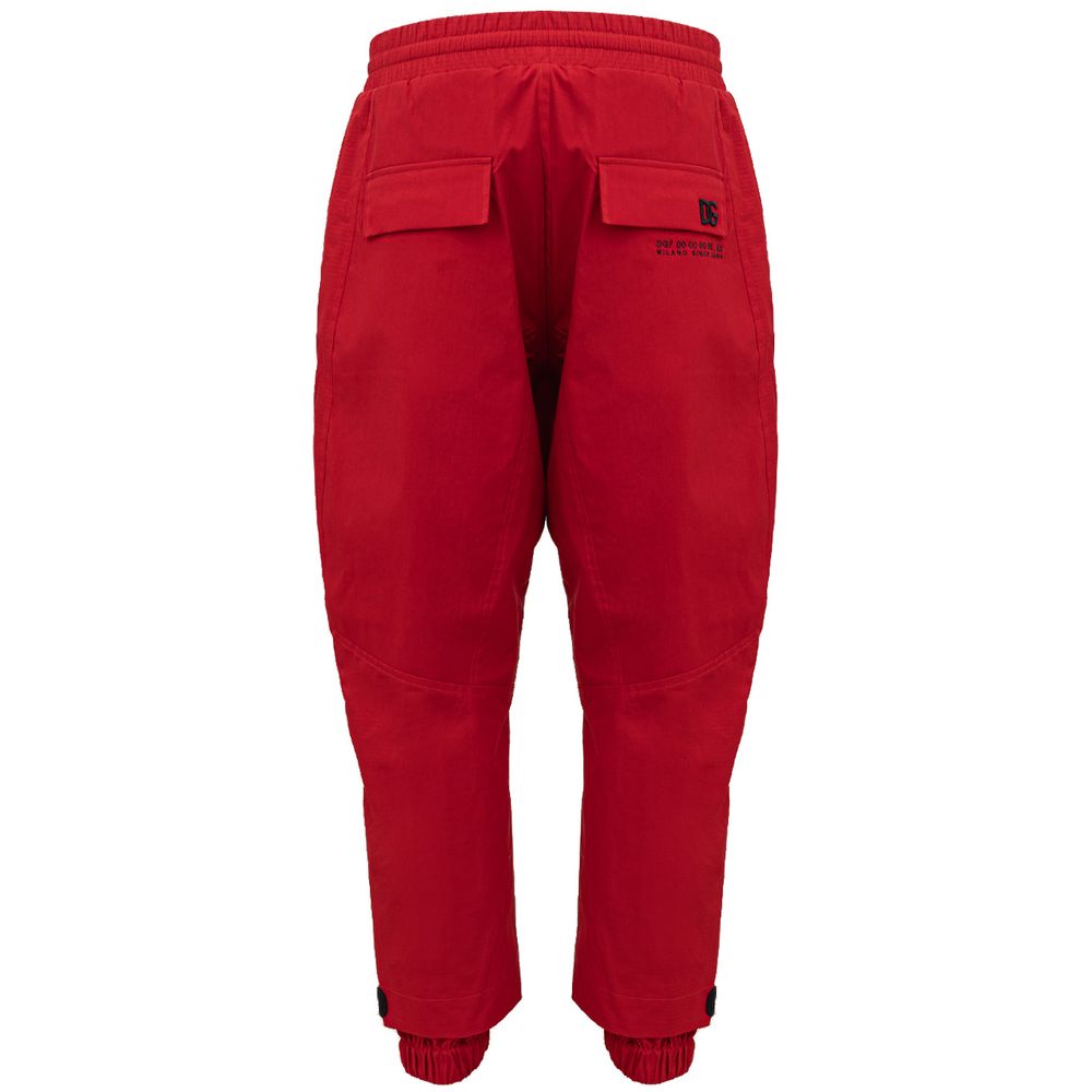 Dolce & Gabbana Red Polyamide Loose Fit Trousers
