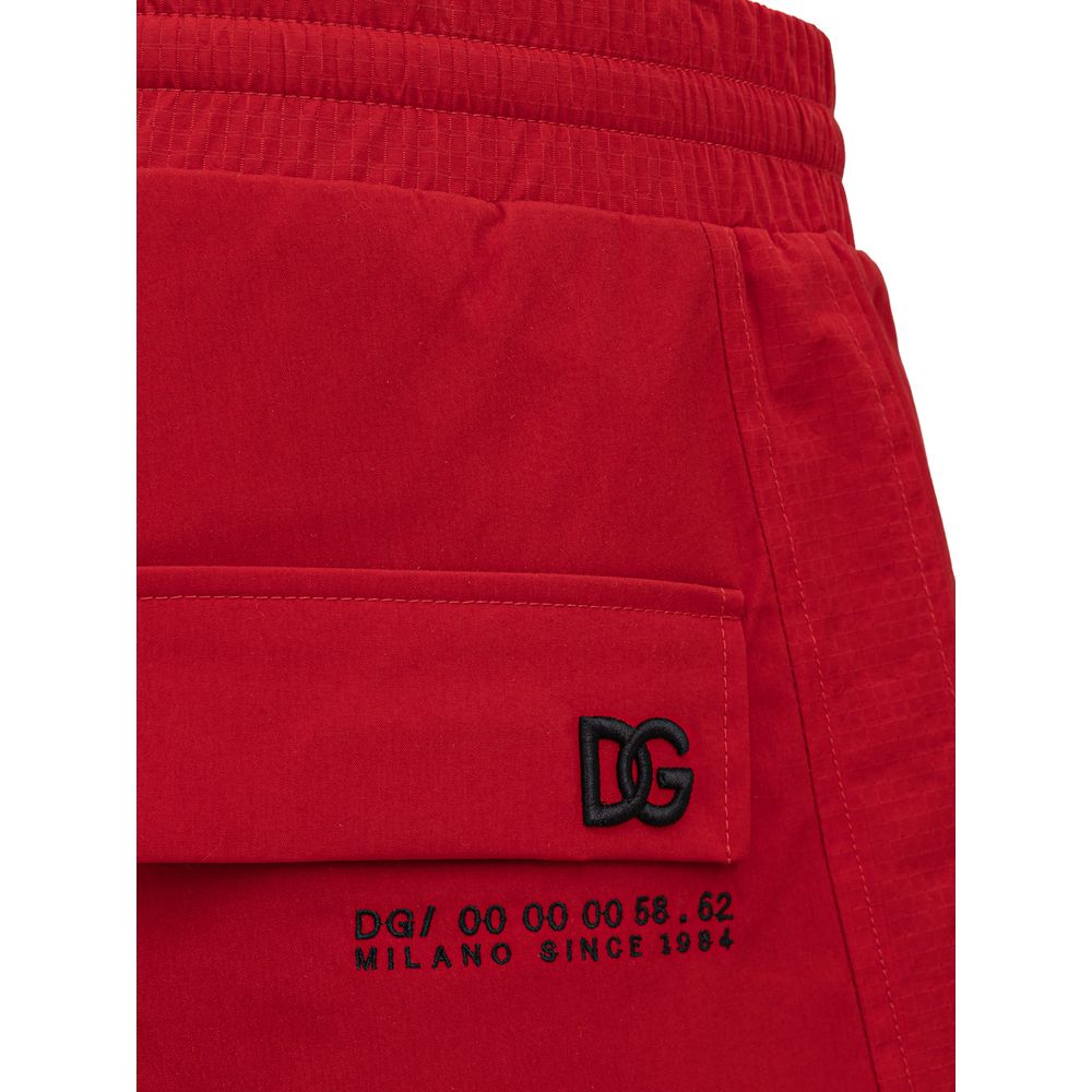Dolce & Gabbana Red Polyamide Loose Fit Trousers