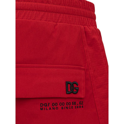 Dolce & Gabbana Red Polyamide Loose Fit Trousers