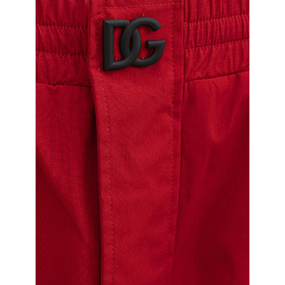 Dolce & Gabbana Red Polyamide Loose Fit Trousers