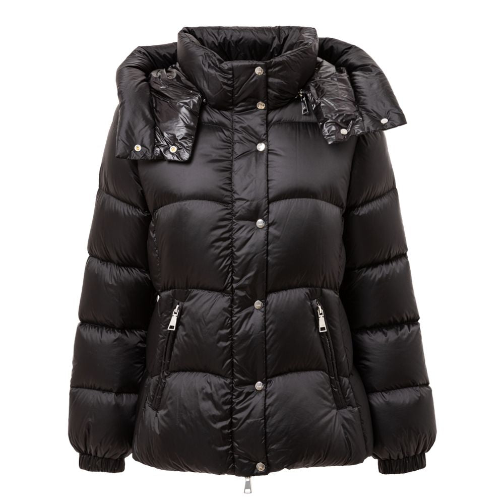 Add Black Polyamide Down Jacket with Detachable Hood