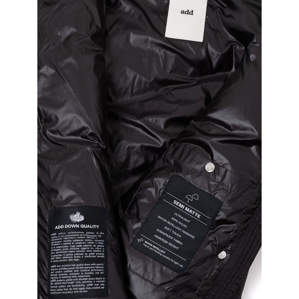 Add Black Polyamide Down Jacket with Detachable Hood