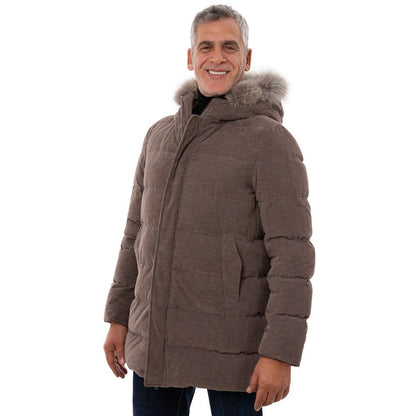 Herno Men's Brown Cotton Quilted Jacket with Lined Hood