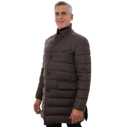 Herno Men's Brown Wool Long Quilted Jacket