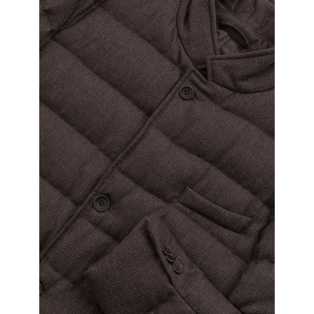 Herno Men's Brown Wool Long Quilted Jacket