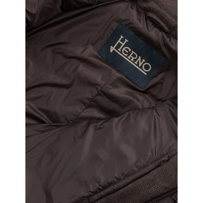 Herno Men's Brown Wool Long Quilted Jacket