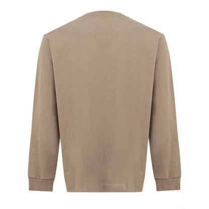 Beige Cotton Long Sleeve T-Shirt