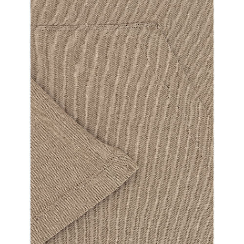 Beige Cotton Long Sleeve T-Shirt