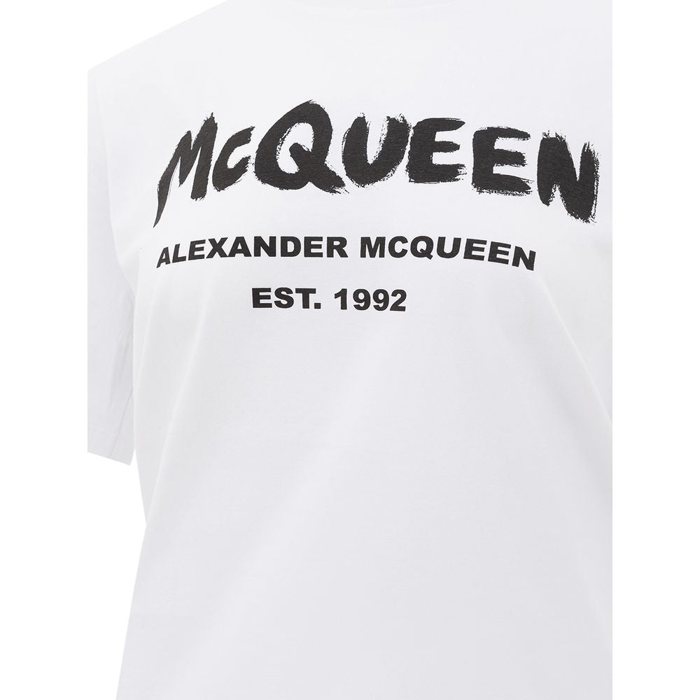 White Cotton Short Sleeve Crewneck T-Shirt
