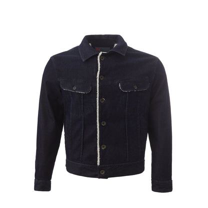 Lardini Men's Short Blue Cotton Velvet Jacket