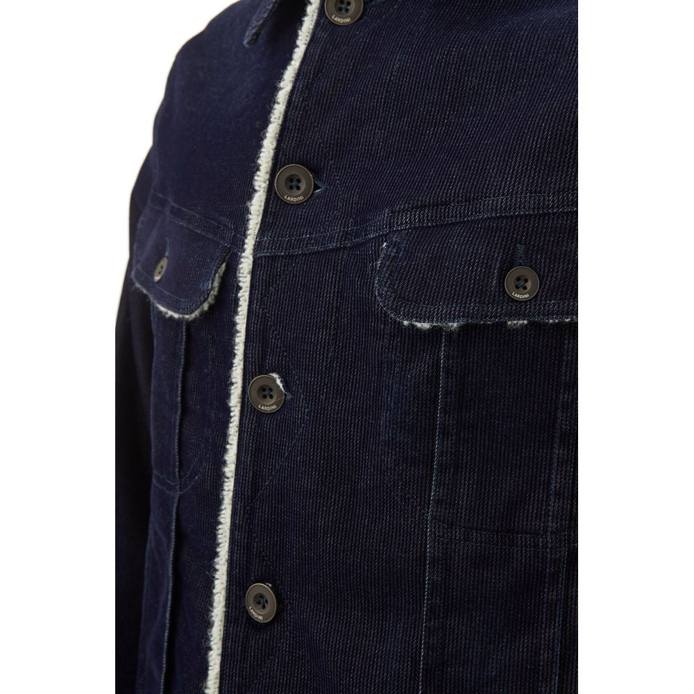 Lardini Men's Short Blue Cotton Velvet Jacket