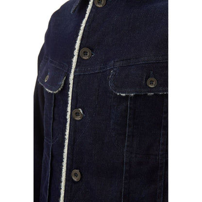 Lardini Men's Short Blue Cotton Velvet Jacket