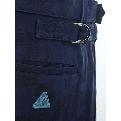 Emporio Armani Blue Linen Relaxed Fit Trousers