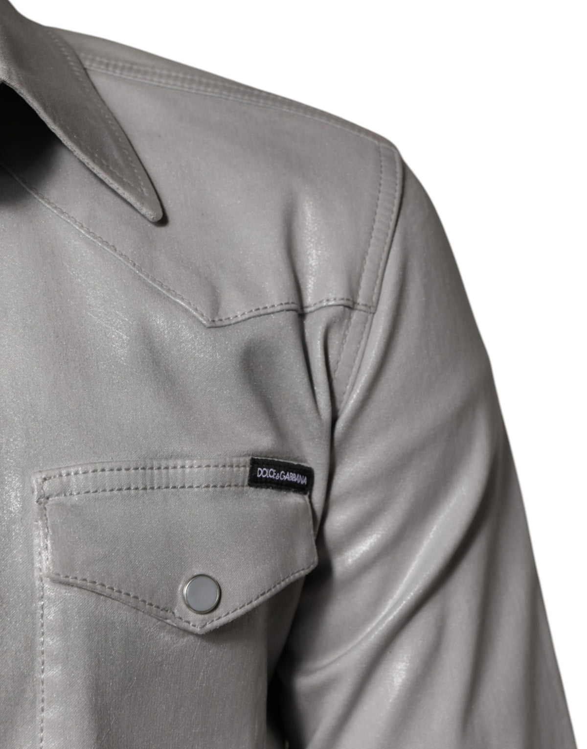 Dolce & Gabbana Men's Regular Fit Long-Sleeve Stretch Cotton Shirt - Gray