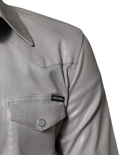 Dolce & Gabbana Men's Regular Fit Long-Sleeve Stretch Cotton Shirt - Gray