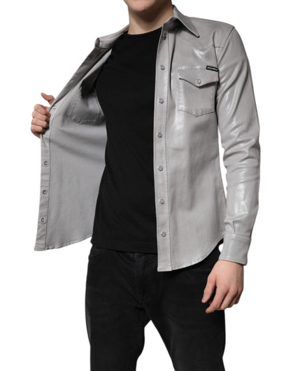 Dolce & Gabbana Men's Regular Fit Long-Sleeve Stretch Cotton Shirt - Gray