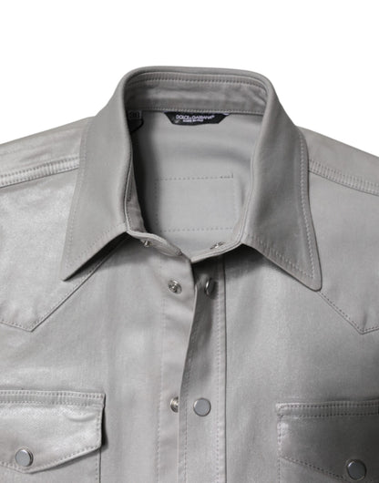 Dolce & Gabbana Men's Regular Fit Long-Sleeve Stretch Cotton Shirt - Gray
