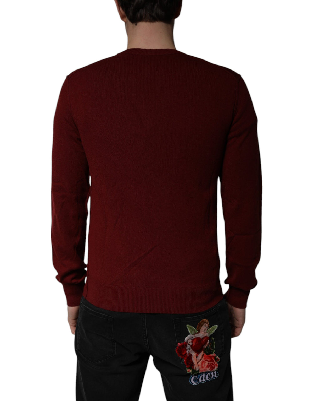 Dolce & Gabbana Men's V Neck Cashmere Sweater - Maroon