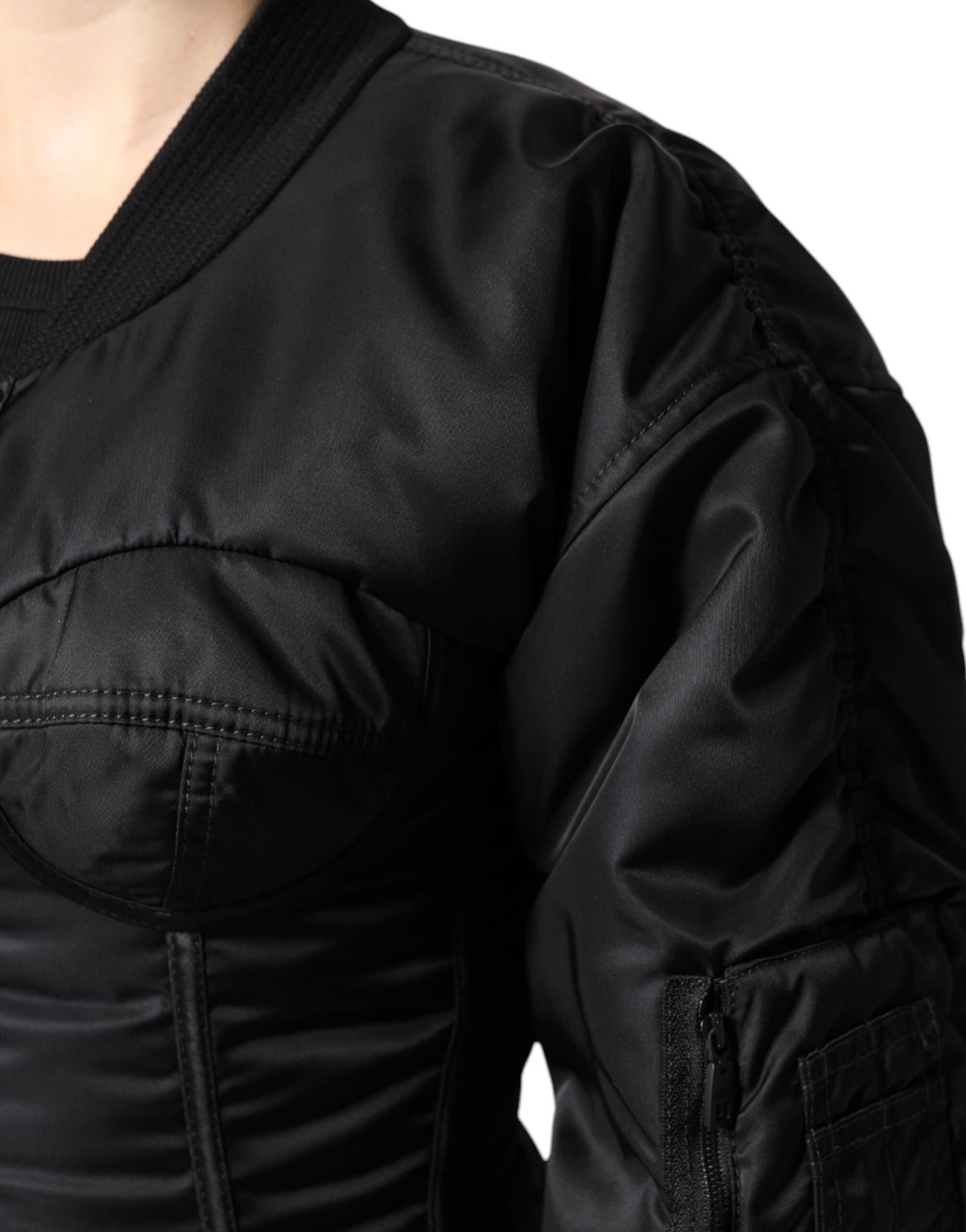 Dolce & Gabbana Women's Nylon & Polyester Bomber Jacket - Black Leopard Print Signature Print