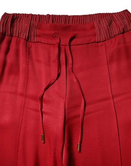 Dolce & Gabbana Red Viscose Straight Fit Pants