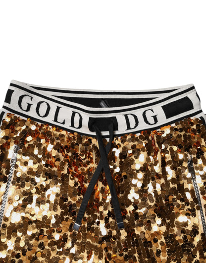 Dolce & Gabbana Women's Regular Fit High Rise Polyester & Silk Joggers - Gold Print