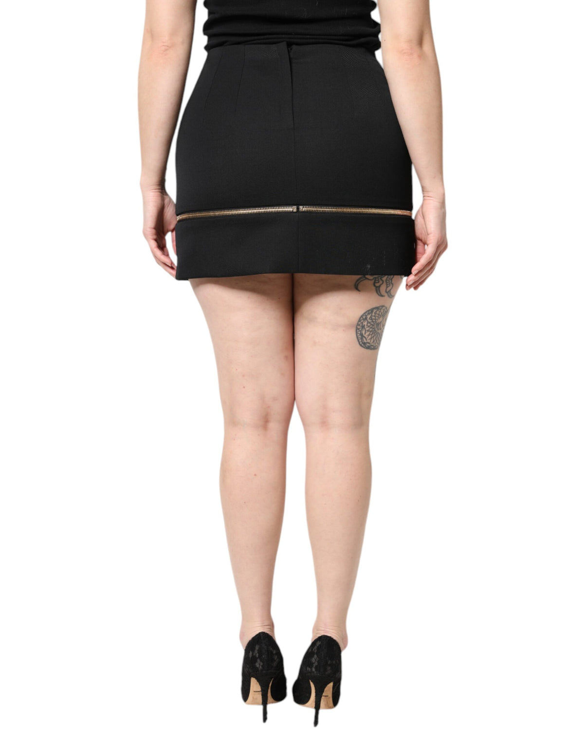 Dolce & Gabbana Women's High Rise Virgin Wool & Silk Mini Skirt - Black
