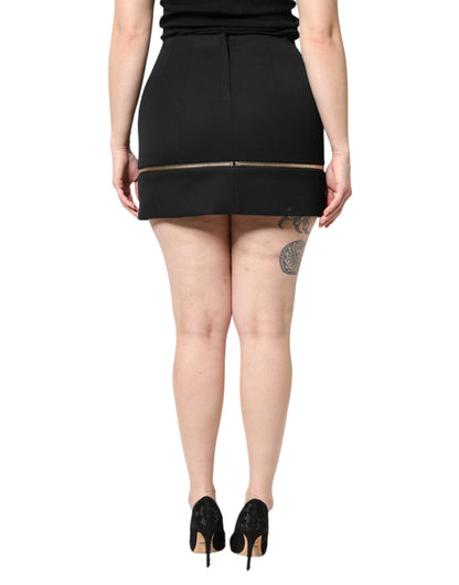 Dolce & Gabbana Women's High Rise Virgin Wool & Silk Mini Skirt - Black