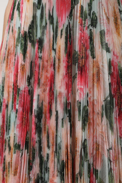 Dolce & Gabbana Women's A Line High Rise Stretch Cotton Nylon & Silk Midi Skirt - Multicolor Floral