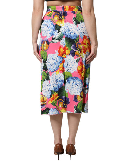Dolce & Gabbana Women's Pencil High Rise Viscose Silk Midi Skirt - Multicolor Floral Print