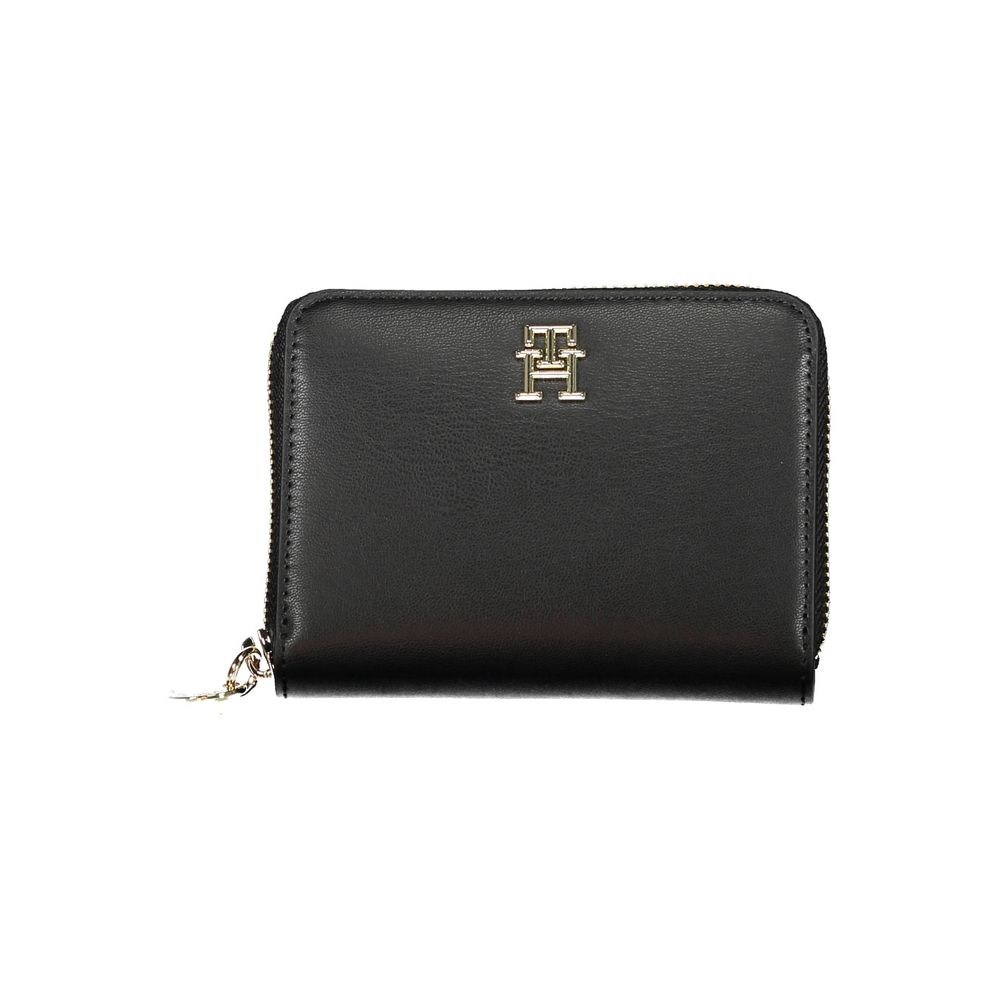 Tommy Hilfiger Black Leather Effect Zip Around Wallet