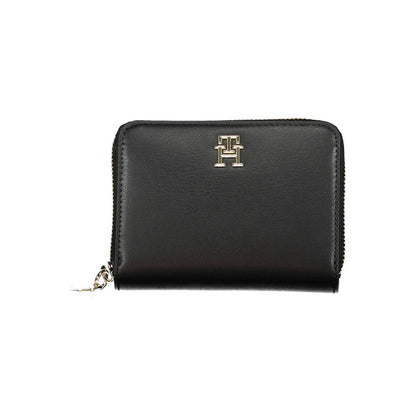Tommy Hilfiger Black Leather Effect Zip Around Wallet