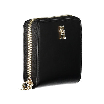 Tommy Hilfiger Black Leather Effect Zip Around Wallet