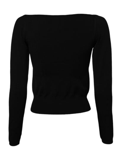 Dolce & Gabbana Black Square Neckline Long Sleeves Sweater