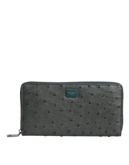 Dolce & Gabbana Ostrich Leather Cardholder Wallet - Green