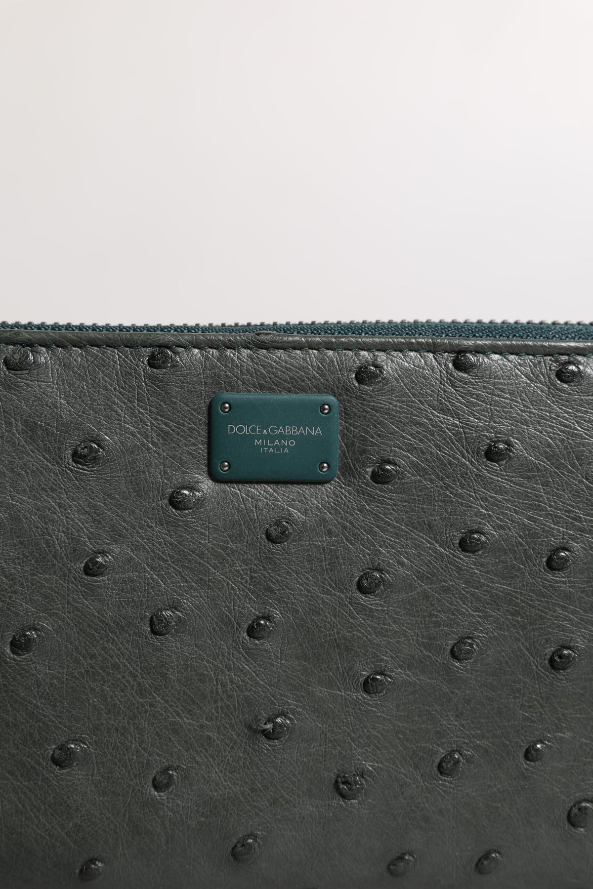 Dolce & Gabbana Ostrich Leather Cardholder Wallet - Green