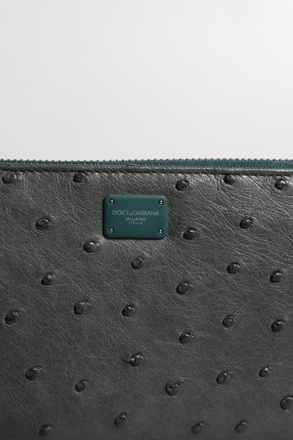 Dolce & Gabbana Ostrich Leather Cardholder Wallet - Green