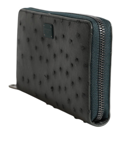 Dolce & Gabbana Ostrich Leather Cardholder Wallet - Green